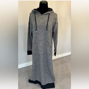 Soft Surroundings Gray Navy Lazy Day Lounger Wear Robe Hoodie